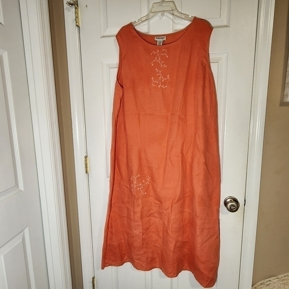 Bridgewater Studio VTG 100% Linen 2pc. Dress Outfit Spring Orange Size 22WP‎ - Picture 1 of 6